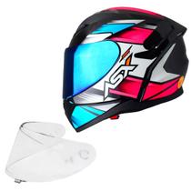 Capacete Feminino Asx City Start Rosa Esportivo Viseira Azul