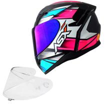 Capacete Feminino Asx City Start Rosa Esportivo Viseira Roxa