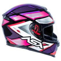 Capacete Feminino ASX Eagle SV Fast Preto Lilas e Rosa Brilhante