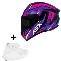 Capacete Feminino Asx Vector Rosa Esportivo + Viseira Fume