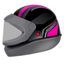 Capacete Feminino Ebf Automático Bolt Preto e Rosa Brilhante Estilo San Marino Capacete Feminino Ebf Automático Bolt Preto e Rosa Brilhante Estilo San Marino