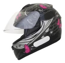 Capacete Feminino Ebf Spark New Borboleta Rosa Brilhante