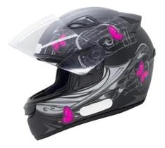 Capacete Feminino Ebf Spark New Borboleta Rosa Fosco