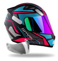 Capacete Feminino Ebf Spider Tiffany + Viseira Colorida