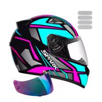 Capacete Feminino Ebf Tiffany Mais Viseira Camaleão Adesivo