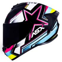Capacete Feminino Fechado Asx Draken Pilot Azul Rosa Moto