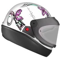 Capacete Feminino Fechado Automático Viseira Cristal New EBF 7 Moto Adesivo Borboleta Envio Imediato
