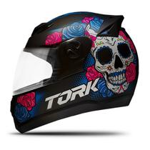 Capacete Feminino Fechado Motociclista Pro Tork Evolution G7 Mexican Skull Fosco Viseira Cristal