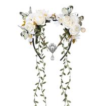 Capacete feminino Flower Crown MOSTORY White Fairy Elf Vine