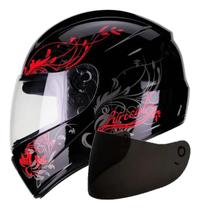 Capacete Feminino Fly F9 Lyrical Vermelho Com Viseira Fume Extra