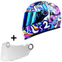 Capacete Feminino Ls2 FF358 Bubble Rosa Esportivo + Viseira