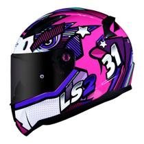 Capacete Feminino LS2 Rapid Khan Rosa e Branco Brilhante Moto Original
