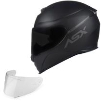 Capacete Feminino Masculino Asx Eagle Integral Preto Fosco Com Viseira Fume