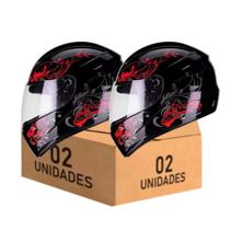 Capacete Feminino Masculino Fly F9 Lyrical Preto Vermelho Kit 2 Unidades