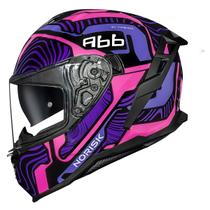 Capacete Feminino Moto Norisk Strada 2 Fusion Roxo Oculos