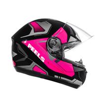 Capacete Feminino Moto Peels Spike Lup Preto e Rosa Brilhante Motociclista