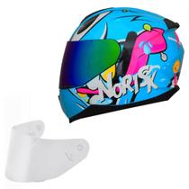 Capacete Feminino Norisk Razor Mad Azul Viseira Camaleão Capacete Feminino Norisk Razor Mad Azul Viseira Camaleão