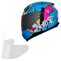 Capacete Feminino Norisk Razor Mad Azul Viseira Prata
