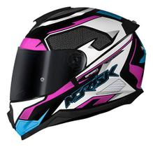 Capacete Feminino Norisk Razor Speedmax Rosa Azul Branc Moto Desenho:Sergeant/RosaTamanho do capacete:60Cor:BrancoGen