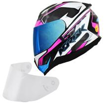 Capacete Feminino Norisk Razor Speedmax Rosa Viseira Azul