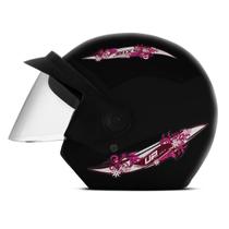 Capacete Feminino Para Moto Aberto Mixs Up Girls Com Viseira Cristal Cores Branco Rosa Preto