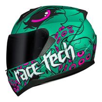 Capacete Feminino Race Tech Kraken Verde/Preto N56/P - Motoqueiro - Motociclista - Urbano - Esportivo