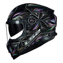 Capacete Feminino Tri composto Ls2 FF811 Vector 2 Tropical Preto Brilhante Tamanho:58Cor:PretoDesenho:Tropical