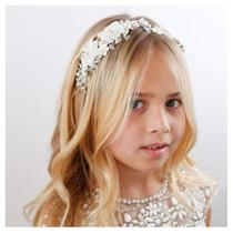Capacete Flower Girl SWEETV Ivory Tulle Flowers Wedding