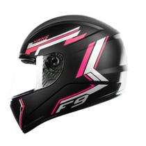 Capacete Fly F-9 HG Hans preto fosco e pink Capacete Fly F-9 HG Hans preto fosco e pink