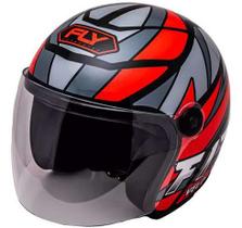 Capacete Fly F17 Velox Aberto Preto / Vermelho / Cinza