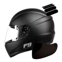 Capacete Fly F9 Classic Preto Fosco E Kit Adesivo Viseira