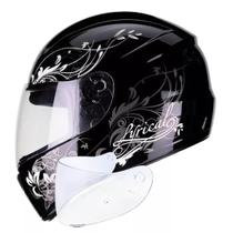 Capacete Fly F9 Lyrical Preto Branco Com Viseira Cristal Extra