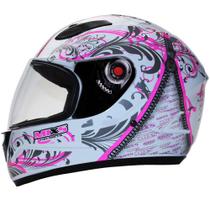 Capacete fokker racing girls branco c ad rosa 56 - MIXS