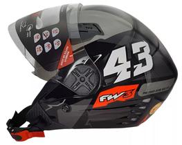 Capacete Fw3 Aberto X Open Up 43 Grafite Oculos Fume Interno