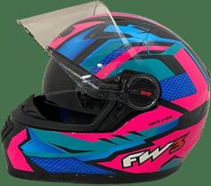 Capacete fw3 gtx fox com óculos rosa com rosa