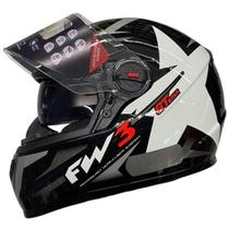 Capacete Fw3 Gtx Star Estrela Preto Brilhante Grafite Cinza Com Oculos Interno Capacete Fw3 Gtx Star Estrela Preto Brilhante Grafite Cinza Com Oculos Interno