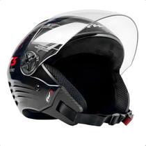 Capacete Fw3 Moto Motociclista X Open Classic Preto Brilho