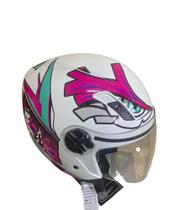 Capacete fw3 tribal rosa e branco pink moto aberto personalizado qualidade top adesivado premium