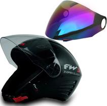 Capacete Fw3 X Open Classic Preto 60 + Viseira Camaleão