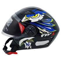 Capacete Fw3 X Open Eagle Azul com Amarelo Tamanho 60