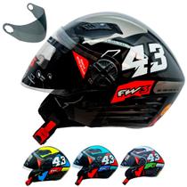 Capacete Fw3 X Open Up 43 C/ Óculos Interno e Viseira Fumê