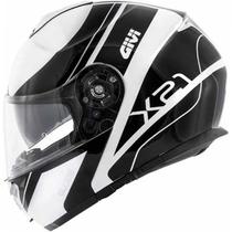 Capacete Givi X21 Globe Branco Preto Escamoteável Viseira Interna