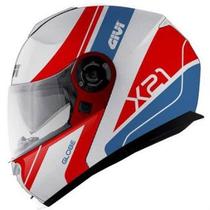 Capacete Givi X21 Globe HX21 FGBRB Branco Vermelho Azul L/60