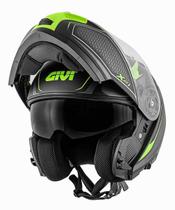 Capacete givi x21 shiver preto titanium amarelo fosco