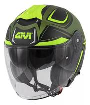Capacete givi x22 planet hyper aberto preto verde amarelo fosco