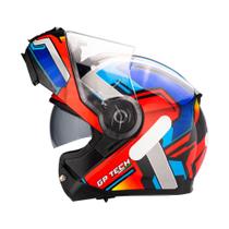 Capacete Gp Tech A118 Sv Fusion Articulado Robocop Vermelho Com Azul