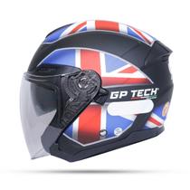 Capacete Gp Tech Aberto Uk Azul/Vermelho Fosco