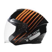 Capacete gp tech open of669 range tricolor laranja n58 - masculino - feminino - motociclista - motoqueiro - moto boy - urbano - oculos interno