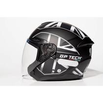 Capacete gp tech open of669 uk fosco preto branco 61