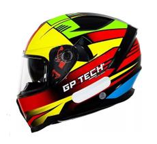 Capacete Gp Tech Ultra Flag Sv Cap Moto Colorido Tam 58 Amarelo Verde Vermelho Colors 58